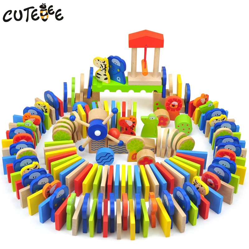 

CUTEBEE Wooden Toys for Children Montessori Toy Block Cube Educational Elephant Domino for Kids Baby Toys