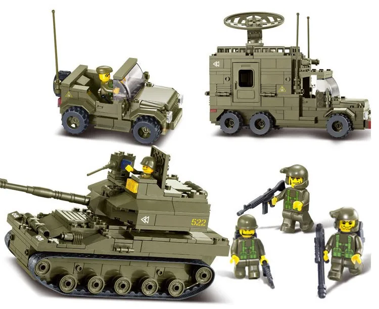 Sluban-576pcs-Army-troops-Educational-Toys-Tank-Jeep-Radar-6-Soldiers-vehicle-Bricks-Building-Block-Toys