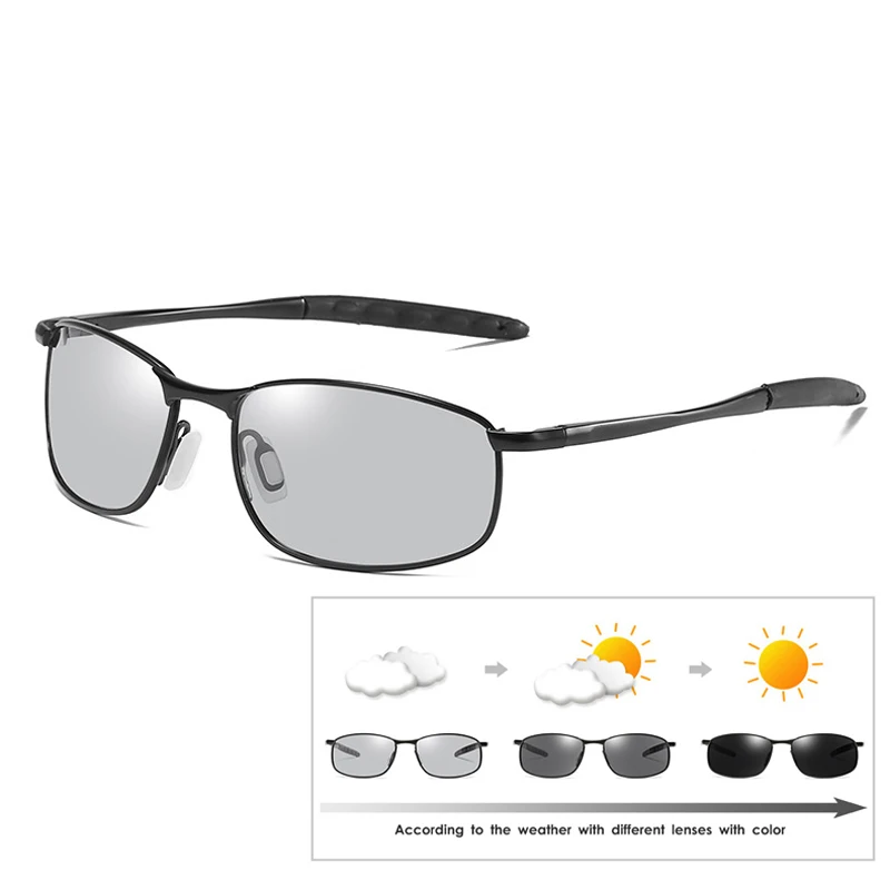 

Discoloration Polarized Sunglasses Men Brand Designer Rectangle Rectangle Sunglass Mens Driving Sun Glasses UV400 Eyewear