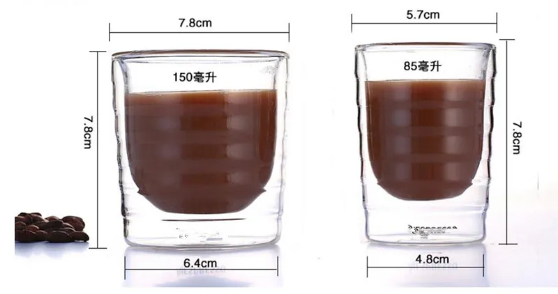 85 мл чашка кофе, двойными стенками Стекло Кружка выстрел Стекло чашку питьевой посуды домашний бар Пиво Вино вечеринки; 6 шт./лот