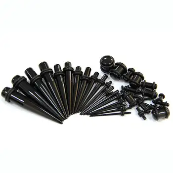 

18 Pieces Ear Tapers Full Kit Acrylic Earring Stretcher Tunnel (Black)