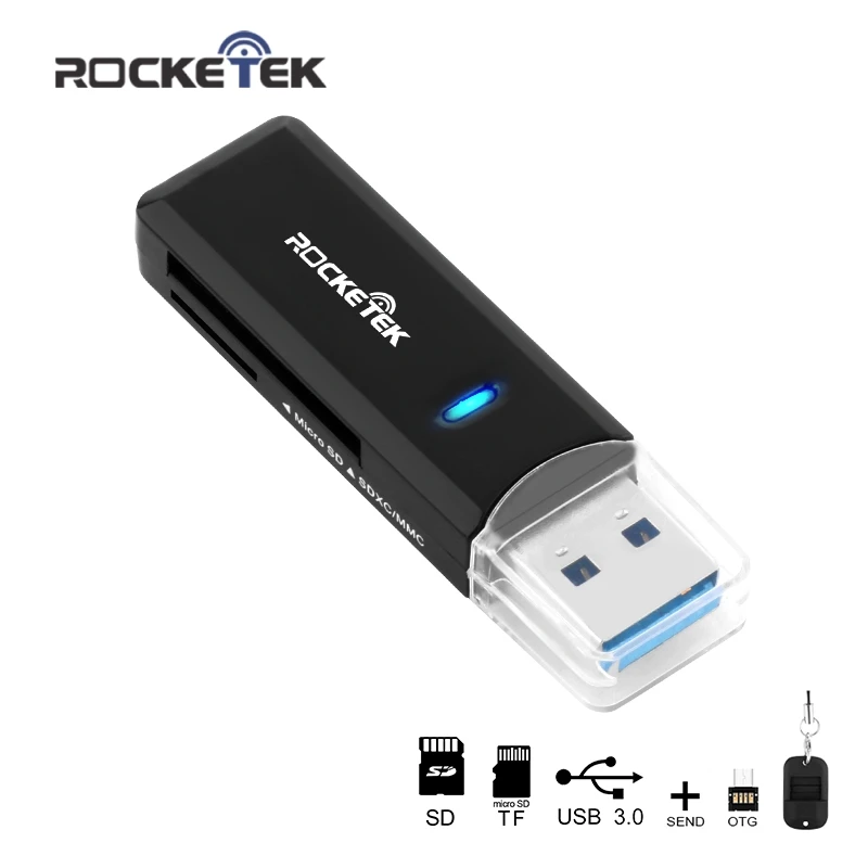 Rocketek Высокое качество usb 3,0 multi 2 в 1 памяти otg Телефон card reader 5 Гбит/с адаптер для SD/TF micro SD pc компьютер интимные аксессуары