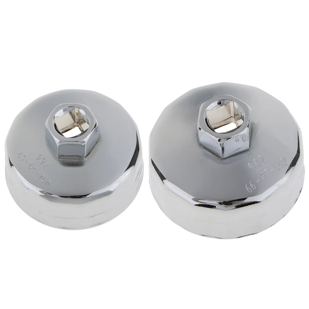 

2 Pcs Wrench Auto Tool 1/2 Square Drive 65/67mm 14 Flutes End Cap Oil Filter Wrench Auto Tool For Toyota Nissan Geely Etc