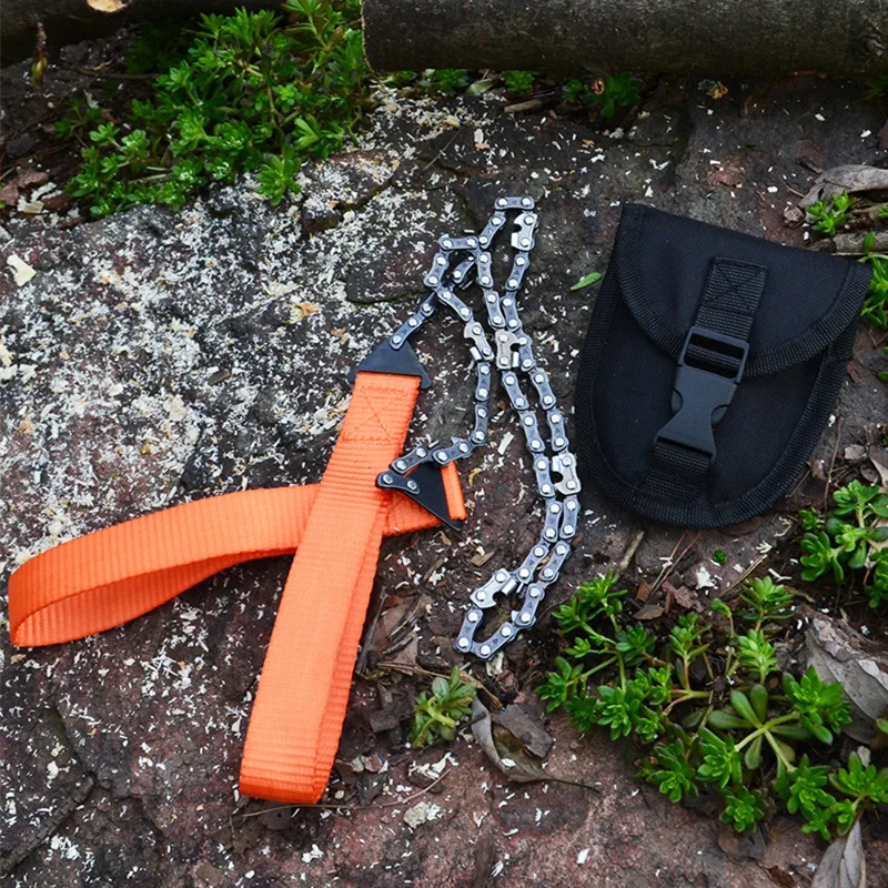 

EDC Outdoor Emergency Kit Survival Pocket Chain Saw Home Gardening Hand Chainsaw Nylon Bag Hands Chainsaw 65cm Camping Hiking