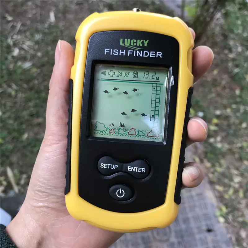 Lucky Tragbar 40M Tiefe Kabellos Fisch Finder Alarm Sonar Sensor Fishfinder