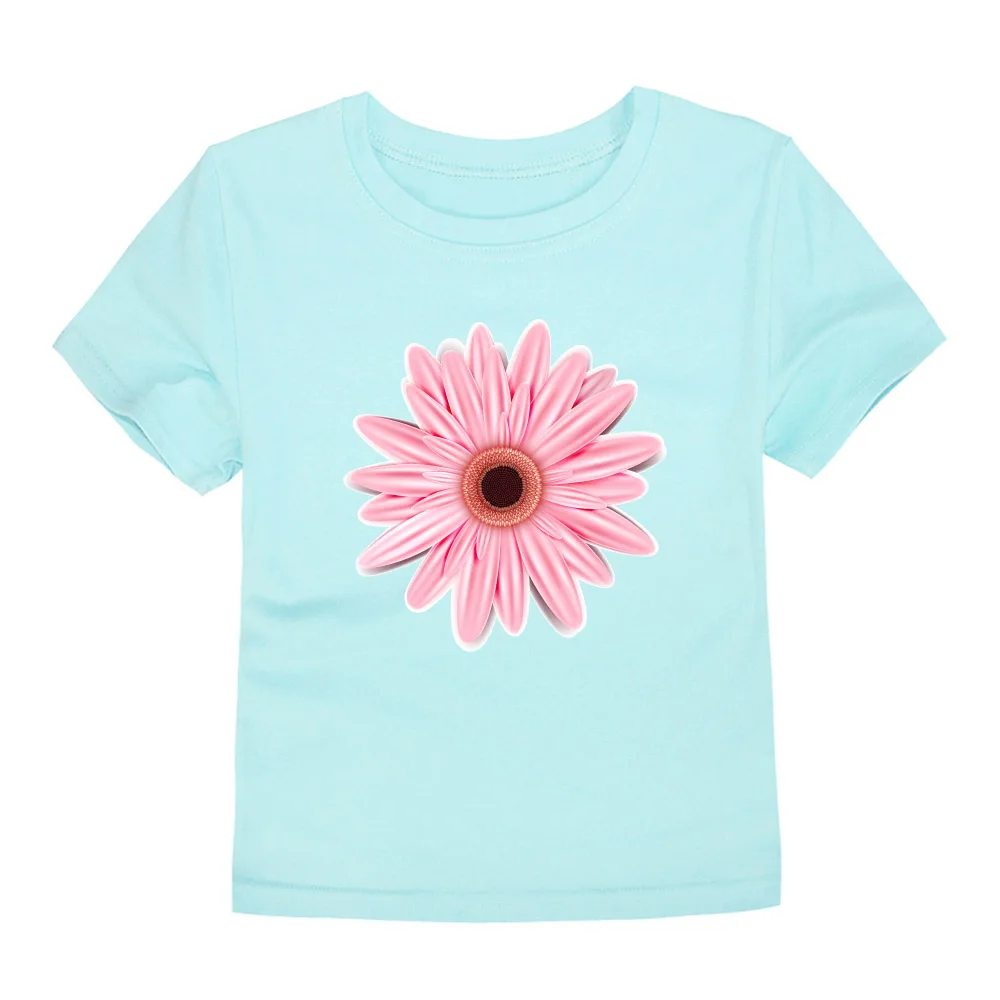 TINOLULING/модные футболки с цветочным принтом для девочек хлопковые летние топы с короткими рукавами и цветочным рисунком для девочек, детские футболки, детские футболки - Цвет: TTTL6