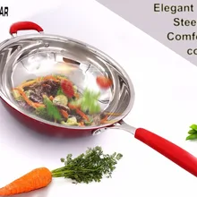 Master Star элегантный китайский ВОК 304 из нержавеющей стали, для вок красная сковорода антипригарная не Lampblack большая кухонная посуда индукционная плита