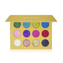 12 Colors Eyeshadow Pallete Pigmented Glitter Stage Makeup Eyeshadow Palette Rainbow Diamond Pressed Glitter Eyeshadows Palette