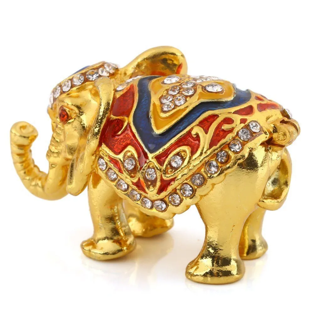 

U.TECH Elephant Crystal Metal Trinket Box Jewelry Ring Holder Wedding Xmas Gift