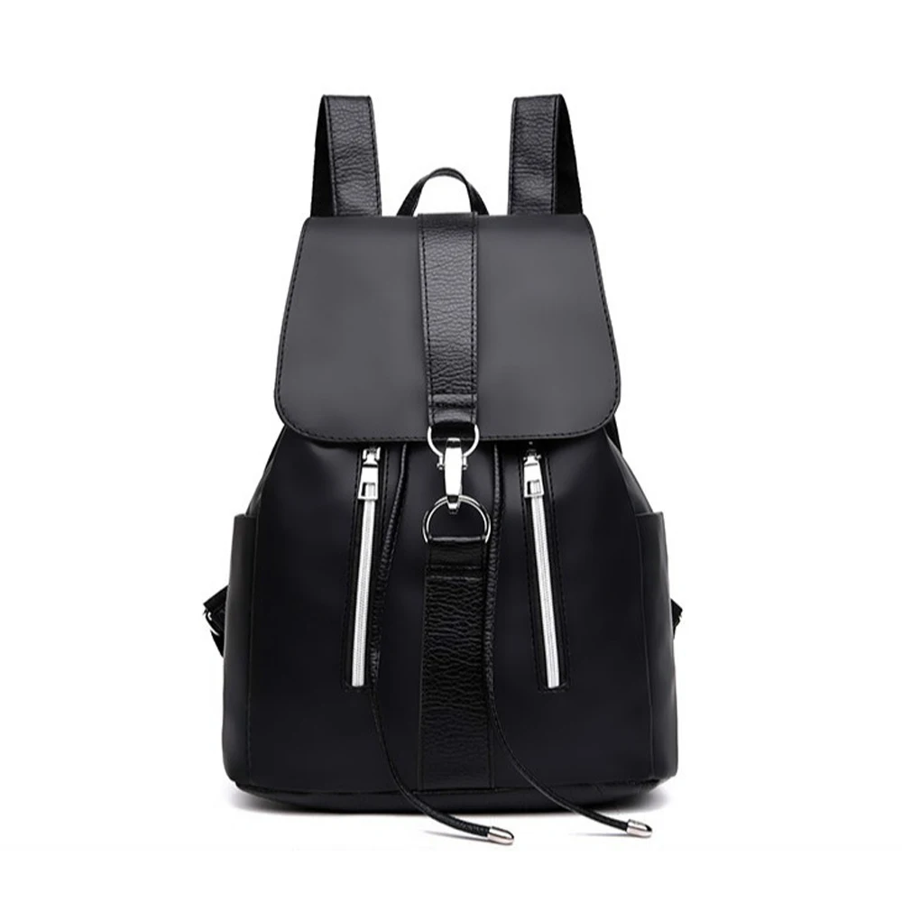 

New Fashion Double Zipper Anti-theft Backpack High Quality Leather School Bags For Teenager Girls Women Backpack Travel Bags