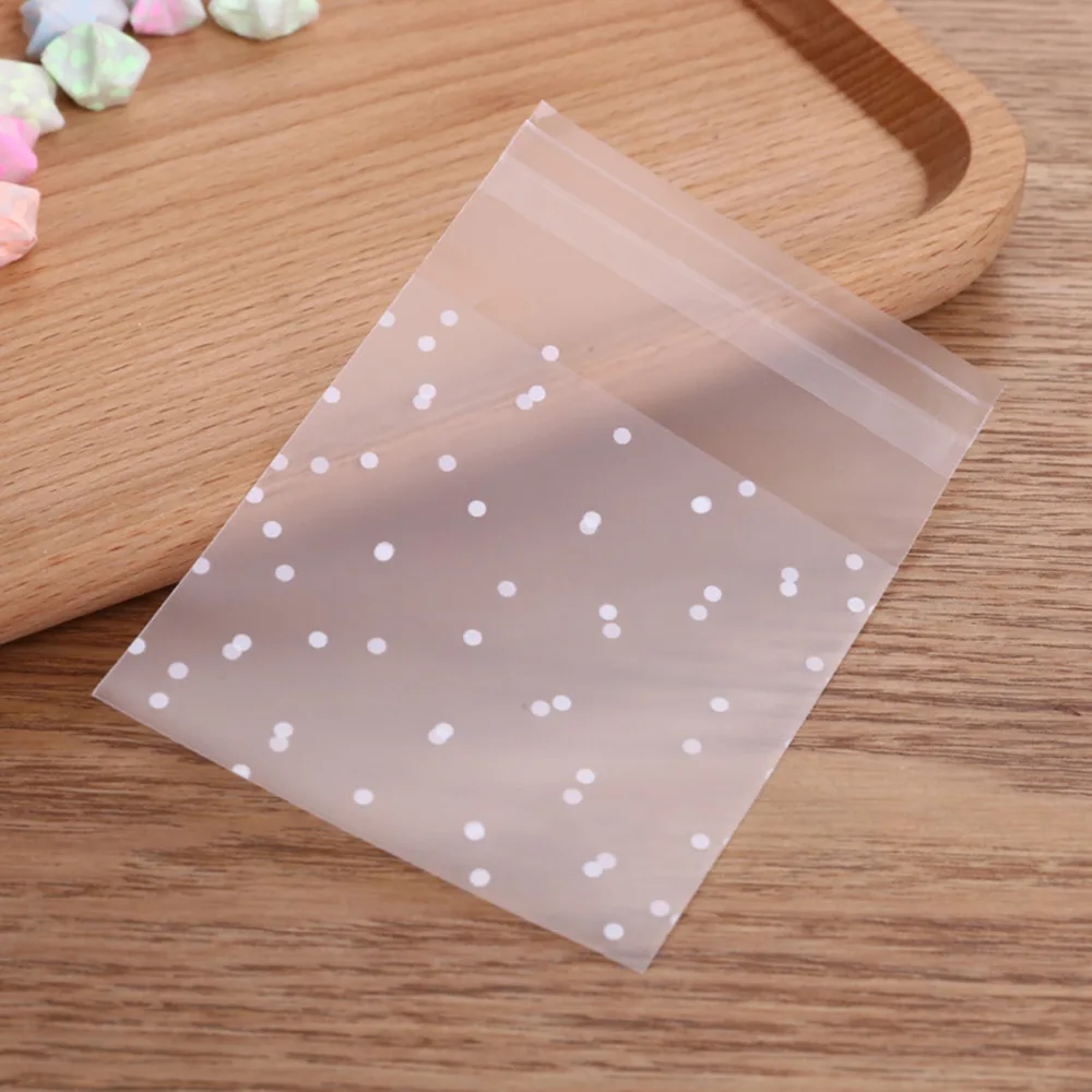 

100pcs/lot Translucent Dots Plastic Cookie Packaging Bags Cupcake Wrapper Self Adhesive Bags Birthday Party