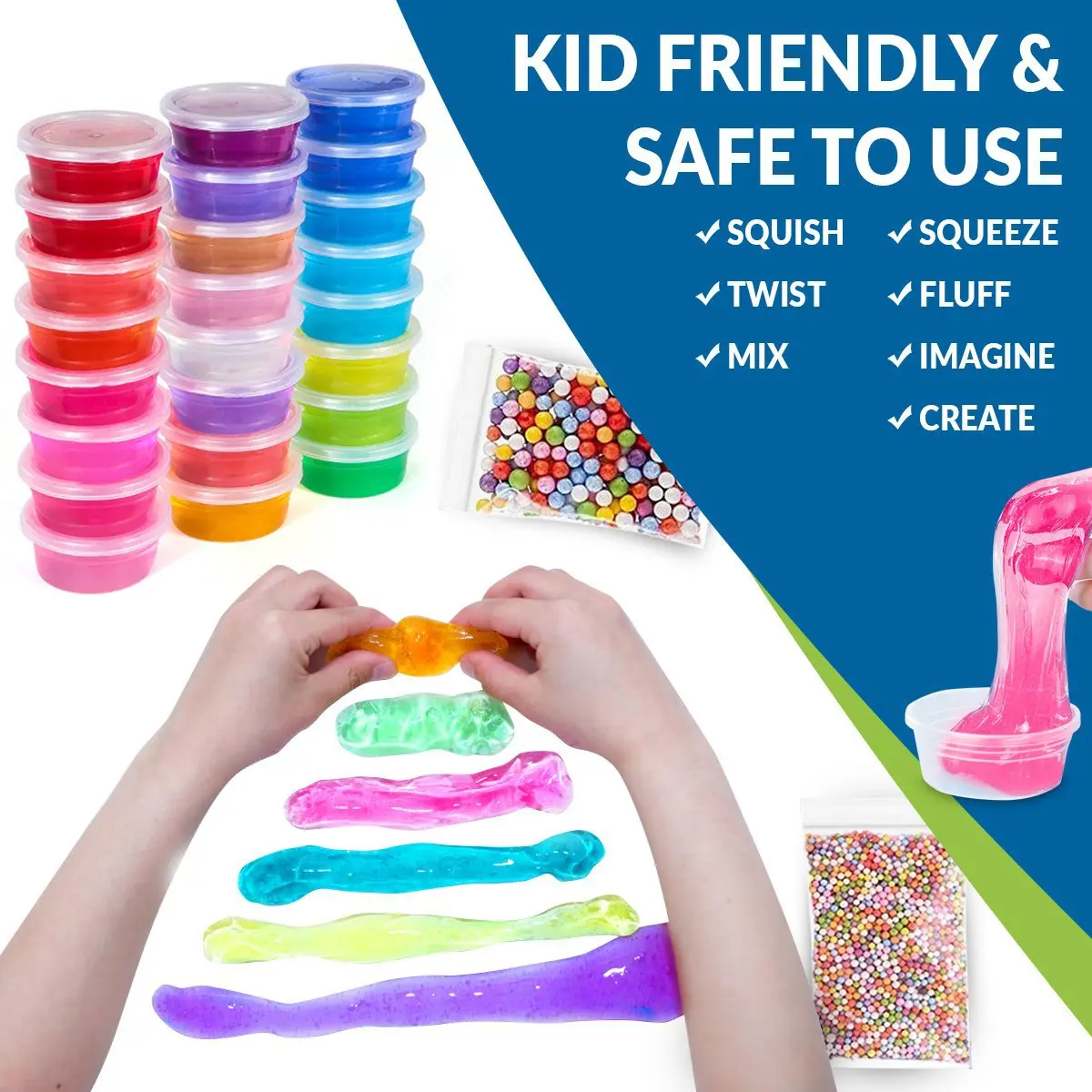 Presentes para Crianças Jogo de Alívio do Estresse Macio para Crianças Pacote Lote Fluffy Slime Kit 24 Cores Suprimentos Faça Você Mesmo Sensorial Brinquedo Elástico 52 - 4 Argila de modelagem
