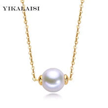 YIKALAISI 925 стерлингового серебра ювелирные изделия натуральный жемчужный кулон 8-9 мм натуральный пресноводный жемчуг Ожерелье Подвеска