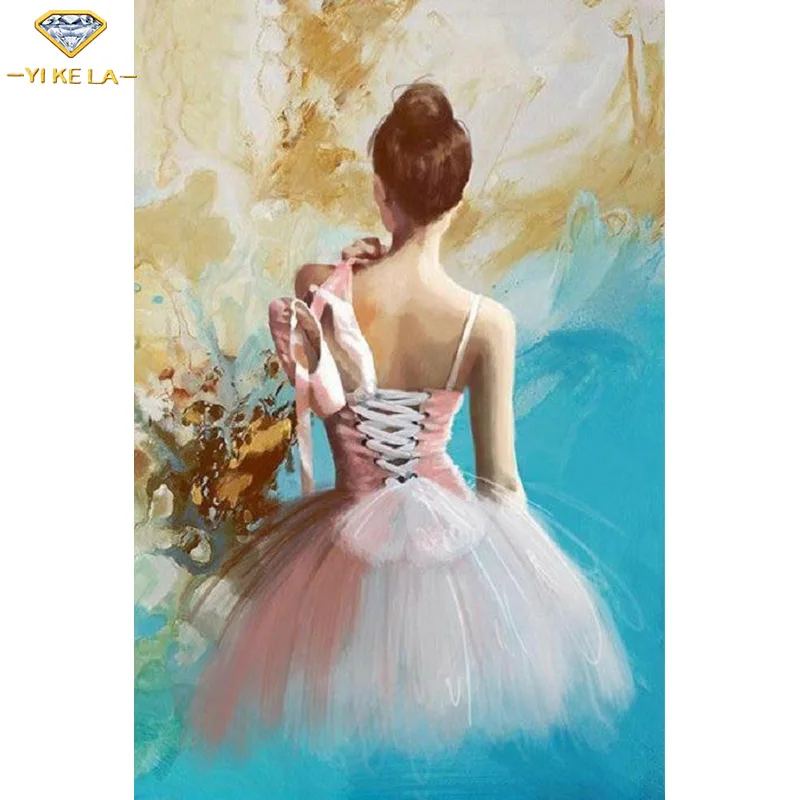 

YIKELA 5d Diy Diamond Painting Woman Ballet Full Drill Square Oil Painting Mosaic Dancer Decoration Wall Needlework Painting