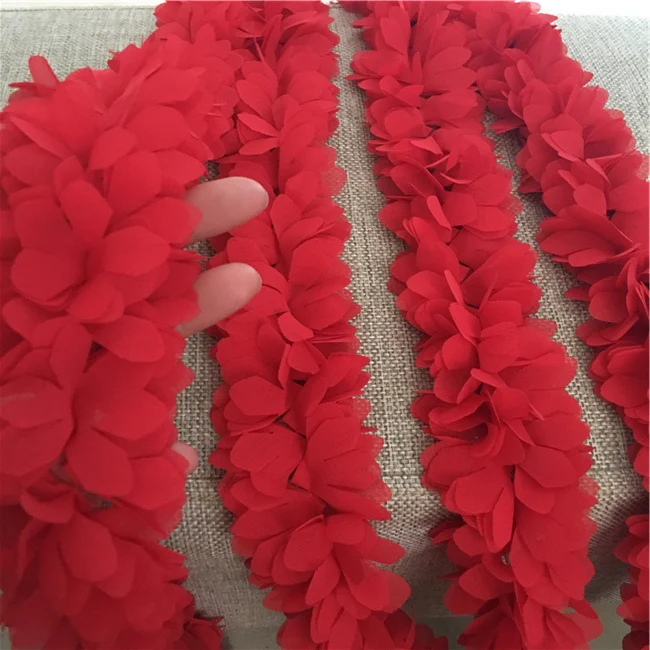 Широкий 6 см 3D шифон дрожащие цветы кружево отделка шитье поставки платье украшение кружевная ткань аппликация