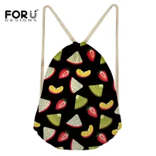 FORUDESIGNS сумка на шнурке с фруктовым узором, Женский Повседневный Рюкзак, маленькая сумка для покупок, Детская сумка для девочек