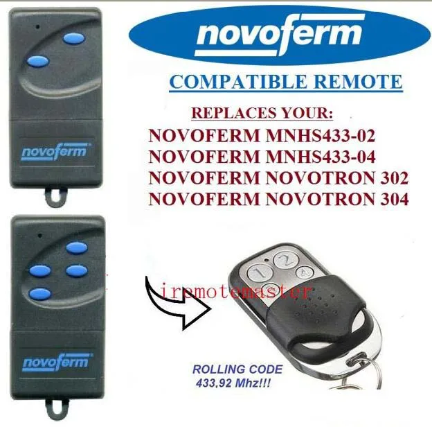 NOVOFERM NOVOTRON MNHS433-02/MNHS433-04 compatible remote control replacement 433,92mhz Rolling code compatible remote control replace seip 433 rc am 433 92mhz remote