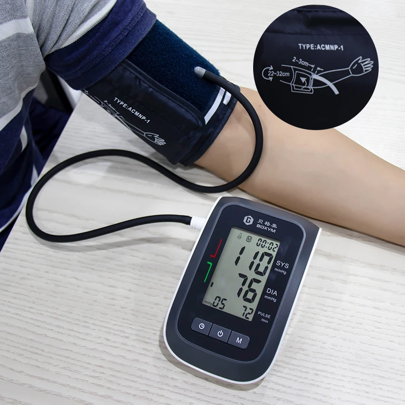 

BOXYM Automatic Digital LCD Upper Arm Blood Pressure Monitor Sphygmomanometer Upper Cufffor Tonometer pulsometer Health Care