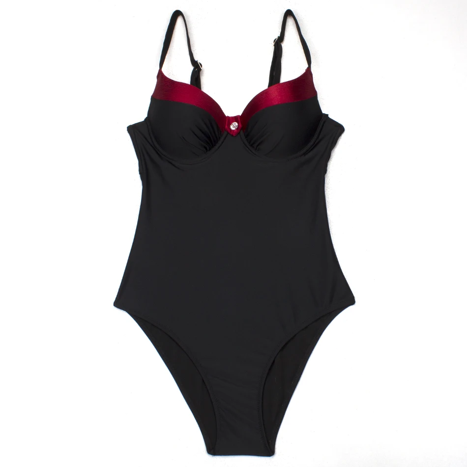 ESSV One Piece Push Up Swimsuit Plus Size Swimwear 2019 Women Sexy Padded Summer Bathing Suit Beachwear Patchwork Bodysuit-3