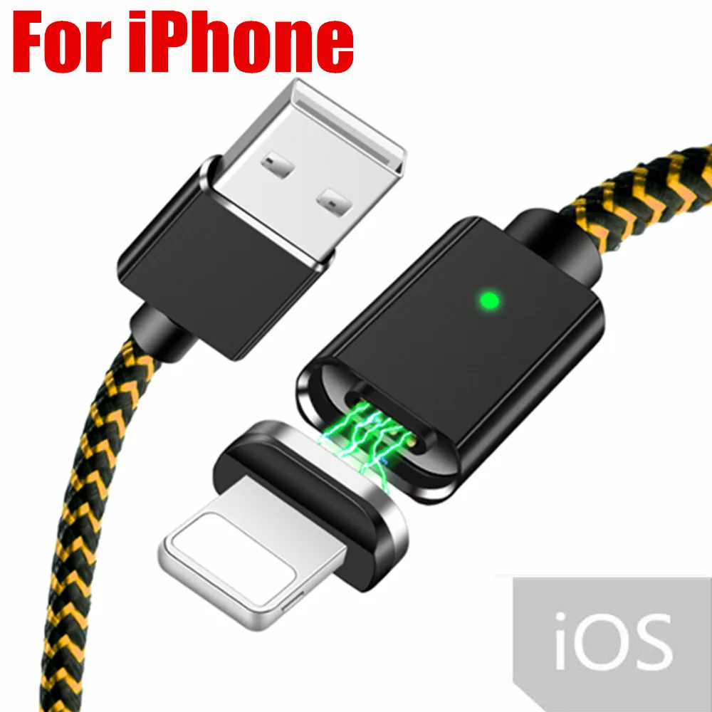 Магнитный usb-кабель для зарядного устройства Micro type-c для iPhone Xs 8 X Max samsung Xiaomi Android, быстрый usb-адаптер, Магнитный зарядный Дата-кабель - Цвет: Gold for iPhone