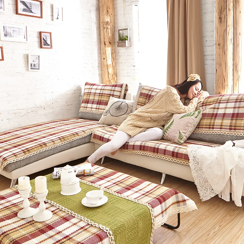 Современный Стиль Шикарный диван покрытие Зеленая Сетка диван диванная подушка хлопковое постельное бельё ткань мода четыре сезона доступны для дома Свадебные украшения