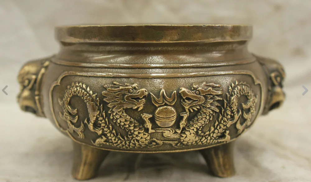 

Chinese Culture HandMade Old Brass Bronze Statue Dragon Beast incense burner