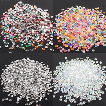 

2-6mm 1000Pcs Nail Art Decoration Strass Rhinestones Glass Crystal Clear AB None Hotfix Flatback Rhinestoens for Clothes Phone E