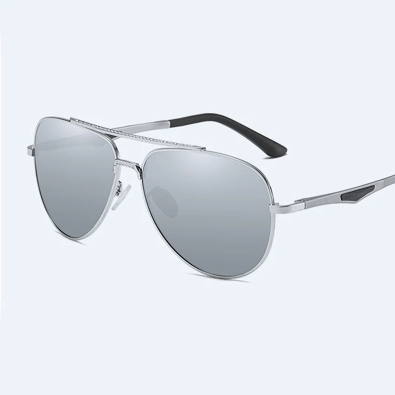 Брендовые дизайнерские мужские классические пилотные солнцезащитные очки-авиаторы с рамкой HD зеркальные поляризованные солнцезащитные очки для мужчин мужские вождения UV400 защита - Цвет линз: Silver Silver