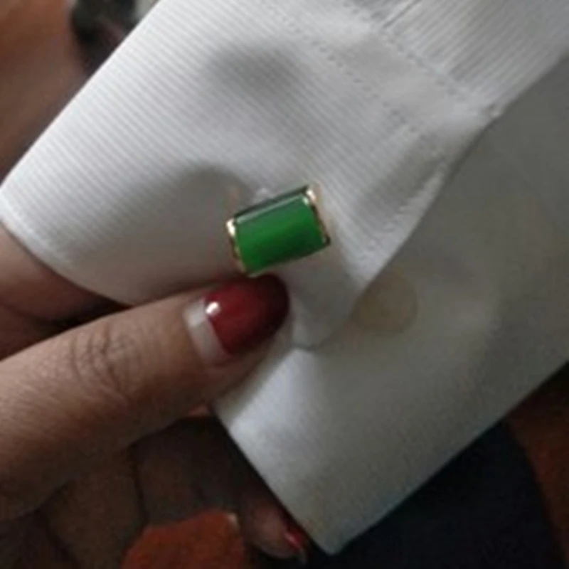 Jewelry-shirt-cufflink-for-mens-Green-Cuff-link-Wholesale-Button-High-Quality-Luxury-Wedding-Gold-color (4)