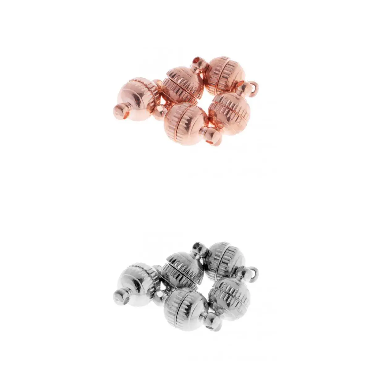 20 Sets Carved Round Ball Beads Magnetic Clasps Jewelry Findings 14x8mm