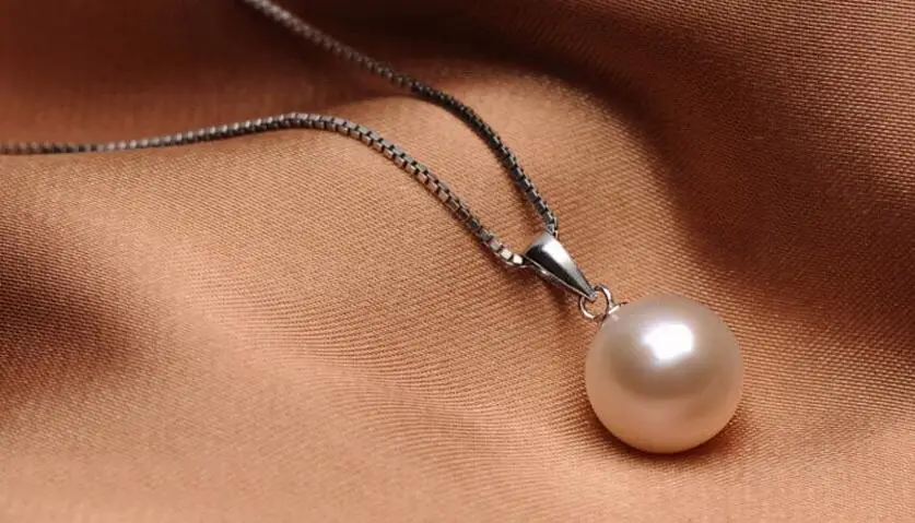Anenjery 925 пробы Серебряное ожерелье 10 мм 12 мм имитация жемчуга кулон ожерелье для женщин подарок 45 см коробка цепь колье S-N85 - Окраска металла: 10MM