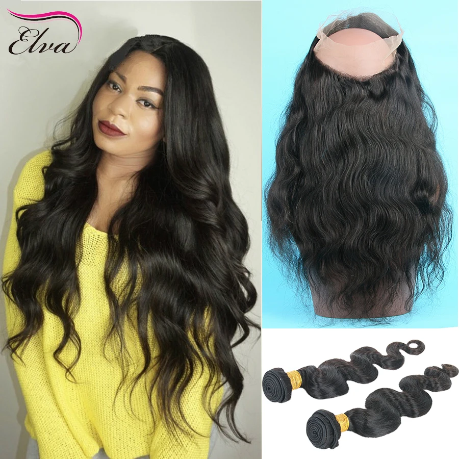 

Brazilian Body Wave 360 Lace Virgin Hair Frontal Closure With Bundles 8A Pre Plucked 360 Lace Frontal With Bundle with Baby Hair