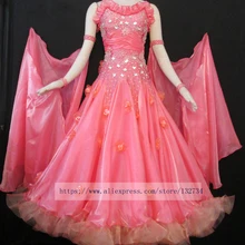 Бальное платье, для вальса Танго бальных танцев платье для танцев, бальное платье из гладкой ткани, стандартный бальный зал платье девочек B-0082