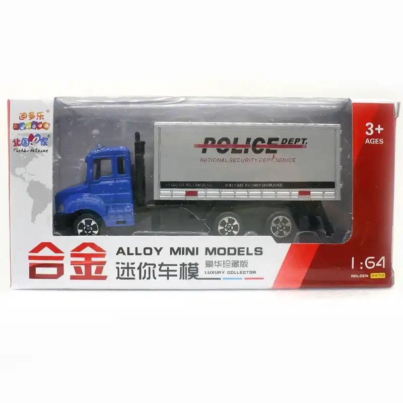 1:64 Mini Toys Cars Model Alloy Plastic Police Trucks