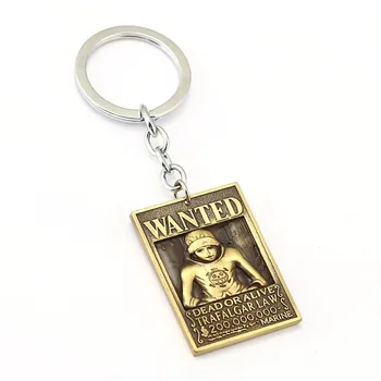 

12pcs/lot ONE PIECE Wanted Poster Key Chain Trafalgar Law Warrant Key Rings Gift Chaveiro Car Keychain Jewelry Anime Key Holder