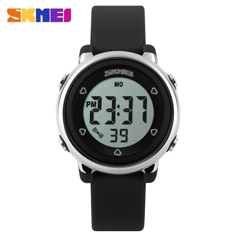 SKMEI детские часы светодиодный цифровые спортивные часы для мальчиков и девочек модные детские часы с мультяшным принтом водонепроницаемые детские наручные часы - Цвет: Black