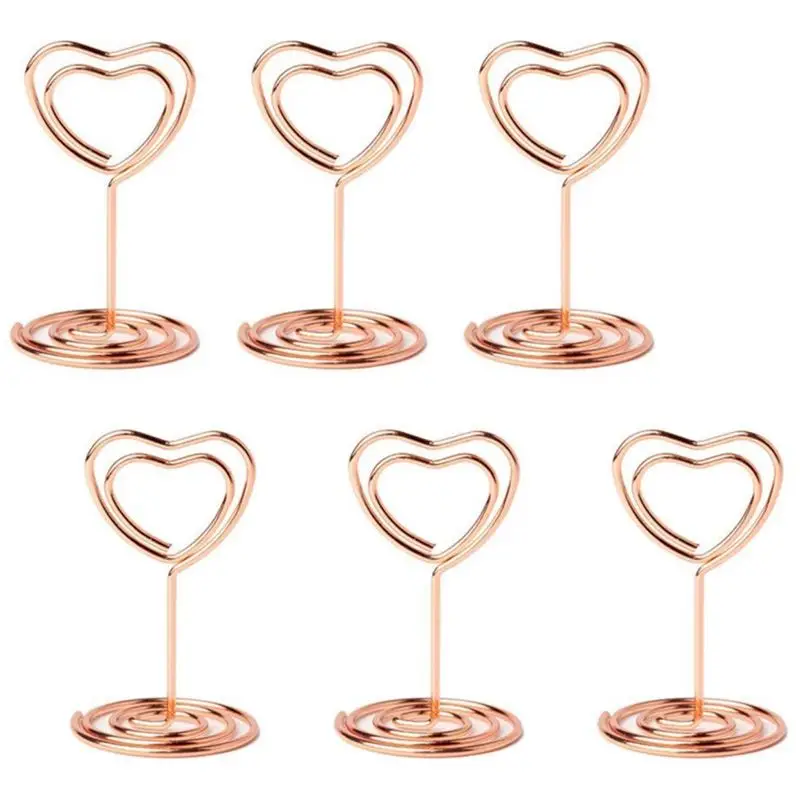

20pcs Mini Place Card Holders Table Number Stands Table Card Holder Wire Table Picture Photo Holder with Heart Shape Menu Memo