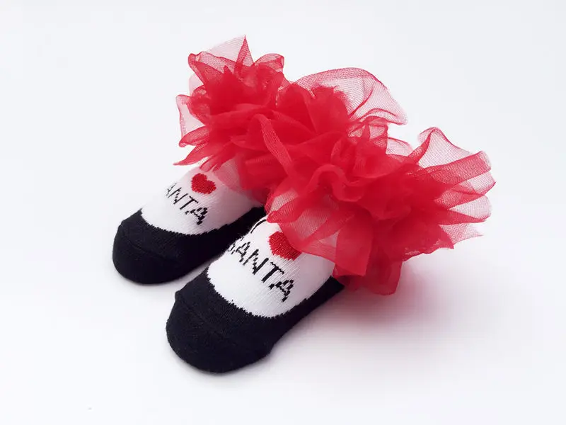 Рождественские тюлевые носки для маленьких девочек милые хлопковые носки для маленьких девочек 1 пара мягкие носки для маленьких детей - Цвет: D