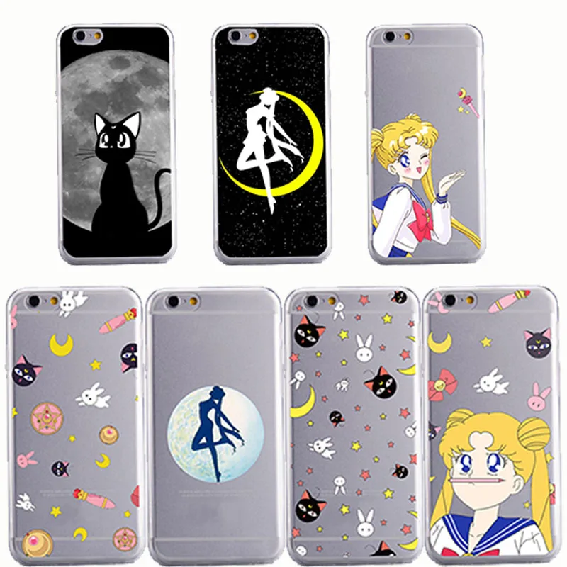 

Silicone soft cell phone shell Cartoon Sailor Moon Phone Case Cover For iphone XS 7 8 6 6s PLUS X 7 8 PLUS 5s SE XS MAX XR