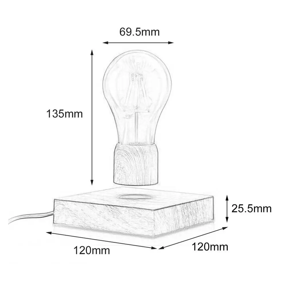 Винтажный Магнитный Плавающий Светильник лампа деревянная Базовая Светодиодная лампа украшение дома для гостиной спальни прикроватная ЕС вилка@ X