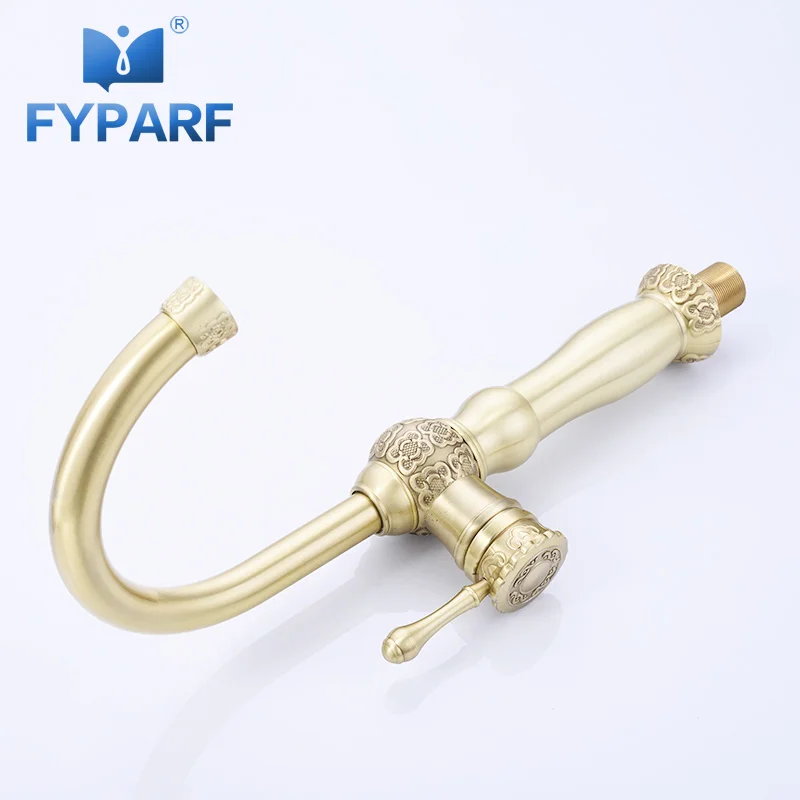 FYPARF الذهب حوض الحنفيات وحيد مقبض خمر الحمام الصنبور الساخنة/الباردة خلاط صنابير المياه للحمام بالوعة الحمام بالباطل الصين