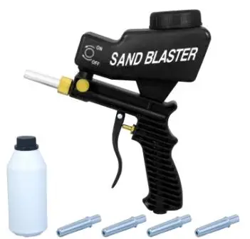 LEMATEC гравитационный подающий Пескоструйный пистолет с песочными консервированными насадками, набор инструментов для удаления краски, ржавчины, Пескоструйный пистолет - Цвет: Черный