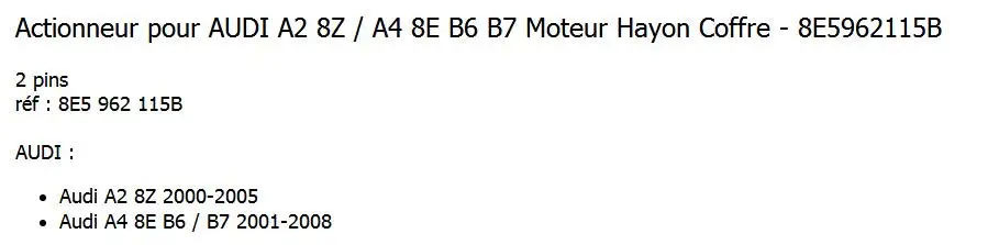 Привод привода дистанционного замка багажника для Audi A2 A4 B6 Quattro 2000-2005 8E5962115B