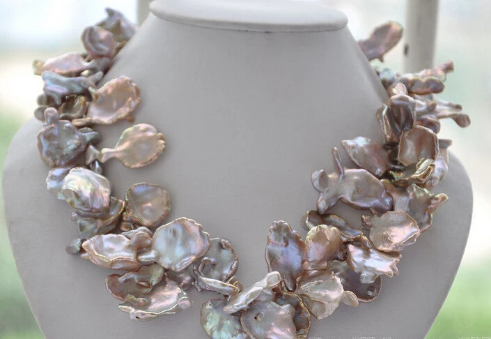 

HOT 001737 lamina LAVENDER BAROQUE KESHI REBORN PEARL NECKLACE
