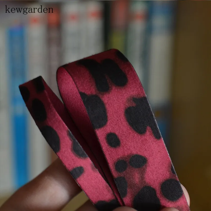 Kewgarden " 3/8" Леопардовый узор замшевая ткань многослойные тканевые ленты DIY бант атласная лента вручную изготовленная лента аксессуары 5 метров - Цвет: 3