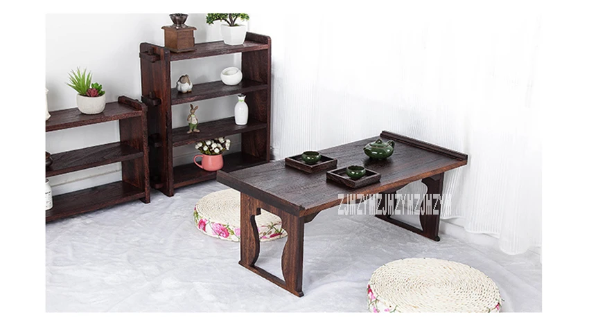 041 цельный деревянный складной Gongfu Чайный Столик бытовой квадратный кофейный столик татами стиль балкон плавающее окно складной чайный