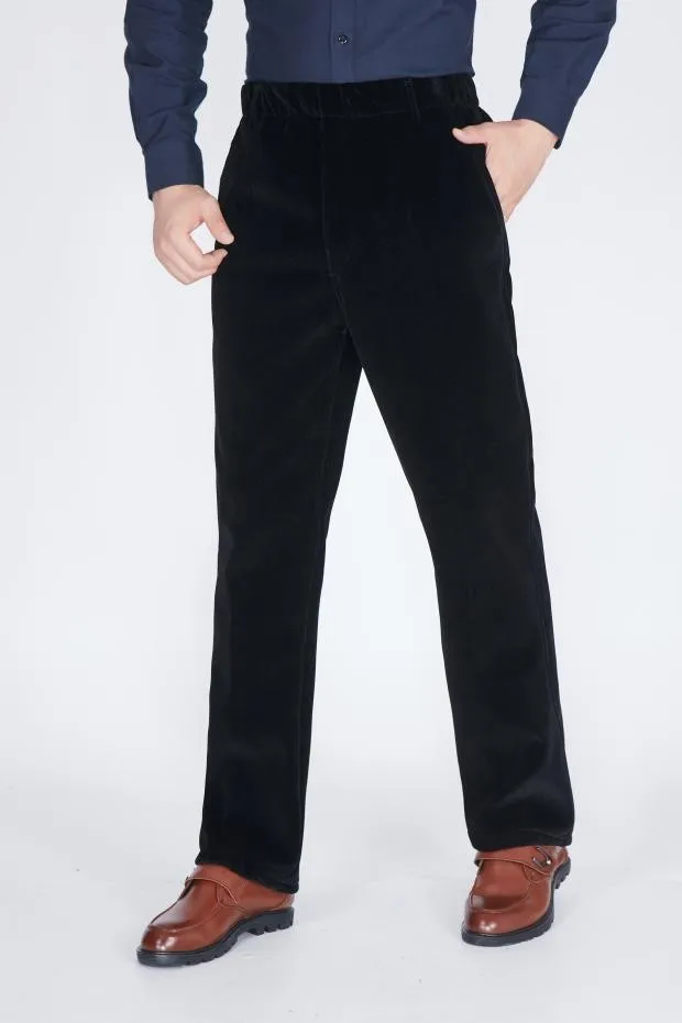 Мужские осень зима Червячные вельветовые прямые брюки с высокой талией Бизнес повседневные размера Плюс флисовые брюки XL-5XL