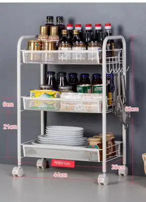 Kitchen shelving. Rack. Multi - layered multi - purpose vegetable seasoning bowl rack. Storage rack with wheel rack..