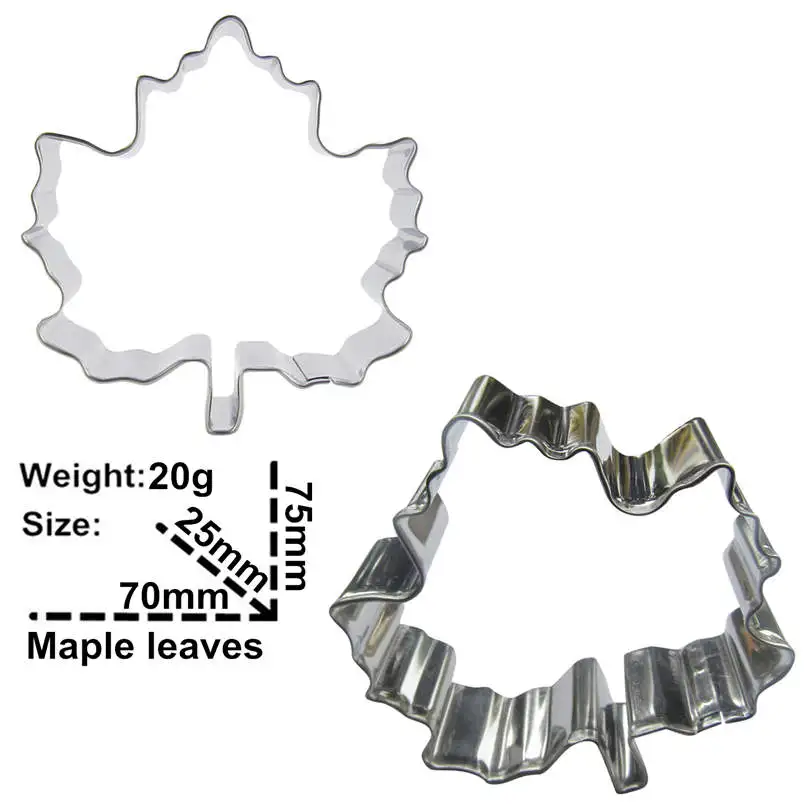 Кленовая форма листьев 2 шт для резки печенья формы, инструменты для выпечки, украшения торта мягкие инструменты для изготовления конфет