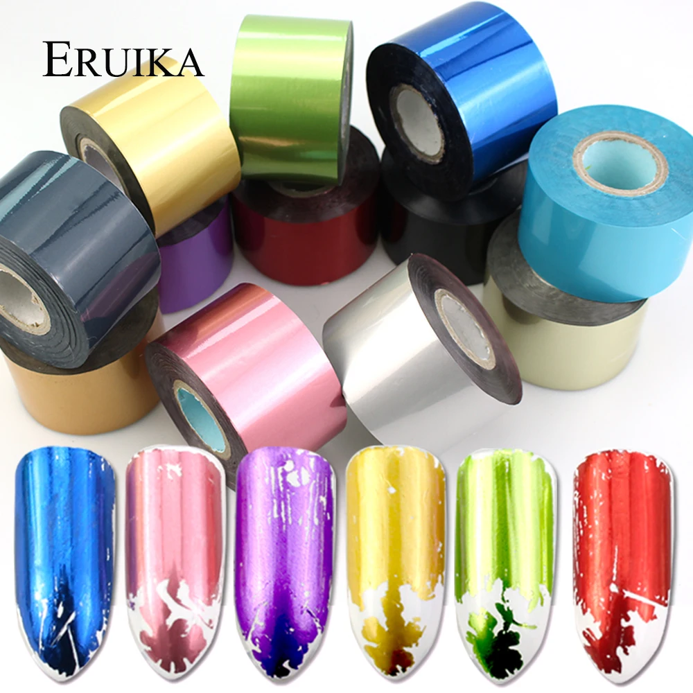 

ERUIKA 1 Roll Matte Nail Transfer Foil Metal Gold Silver Gel Polish Stencil Sticker Decals Manicur DIY Nail Art Decorations